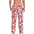 thumbnail image 2 of Bixox Men's Hand Drawn Strawberry Patterned Pajama Pants with Pockets Lounge Clothes for Home, 2 of 5