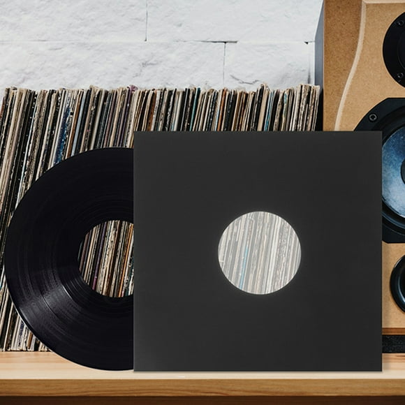 BEADCEST 12Pcs Black Vinyl Record Sleeves for Home Protection and Album Storage with Kraft Paper Material