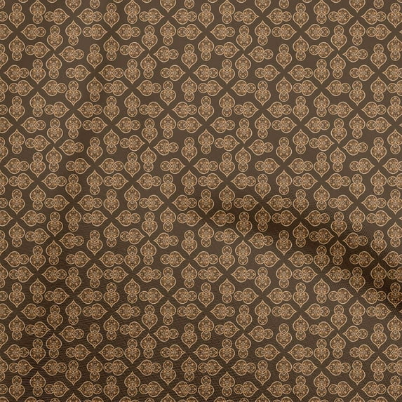 oneOone Polyester Spandex Brown Fabric Asian Floral Dress Material Fabric Print Fabric By The Yard 56 Inch Wide