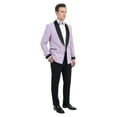 thumbnail image 2 of Tazzio Skinny Fit Satin Shawl Collar Double Breasted 2 Piece Tuxedo Suit Set, 2 of 4