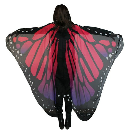 Purple and Red Monarch Butterfly Wings Halloween Costume Accessory for Women, One Size, by Country Silk