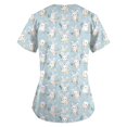 thumbnail image 3 of BDPORKAS Women Easter Scrubs Tops Short Sleeve V Neck Nurse Working Uniform Bunny Egg Hunt Print Holiday Medical Scrub Shirts Workwear with Pockets, 3 of 5