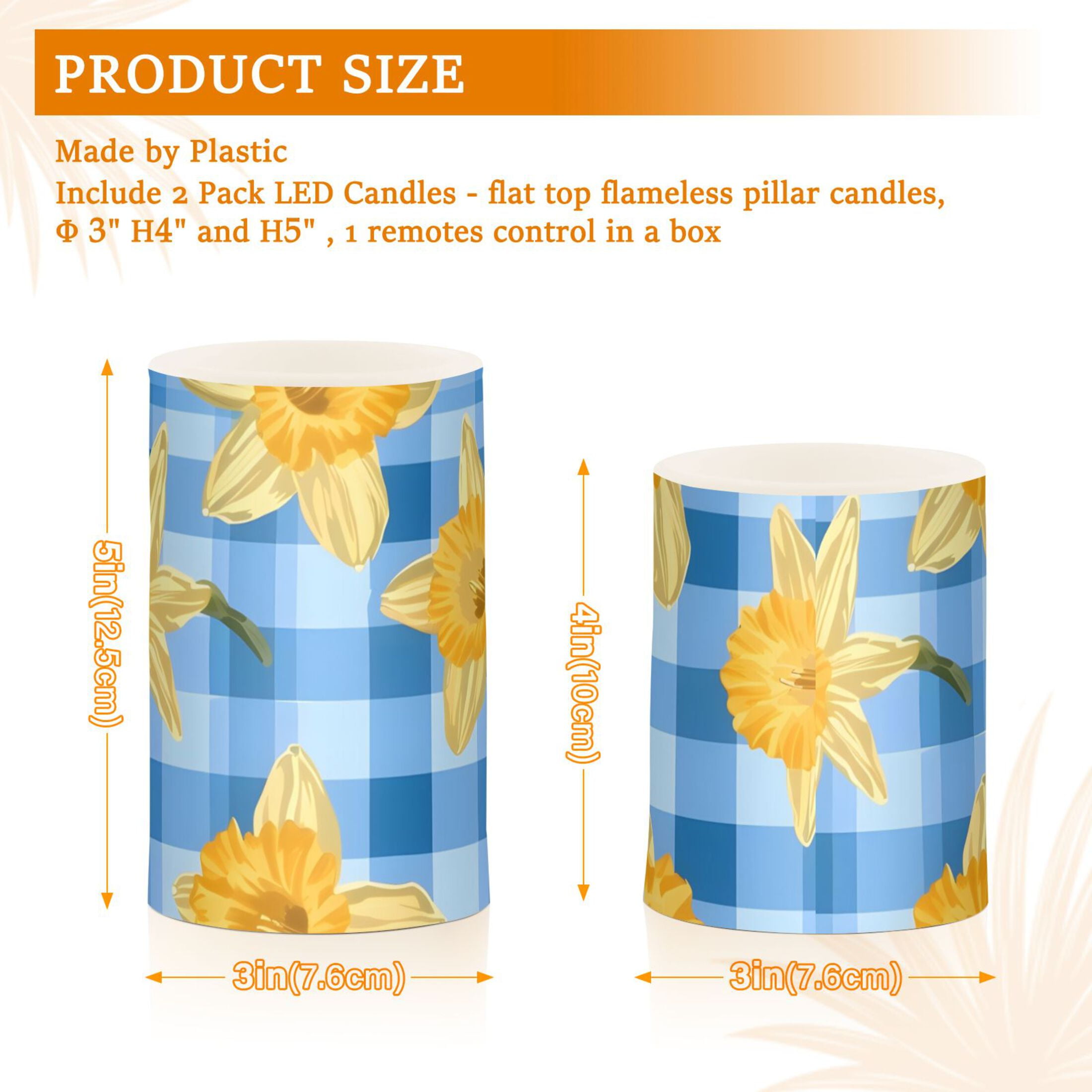 Yellow Daffodils Flickering Flameless Candles LED Tealight Battery Operated with Remote Set of 2 Holiday Decor Ornaments