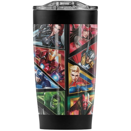 

Marvel Avengers Triangle Collage 20 oz Double Wall Travel Tumbler Stainless Steel Vacuum Insulated with Leakproof Slide-Lock Lid
