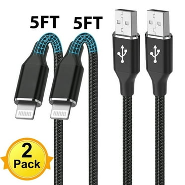 [2Pack] 5FT Nylon Braided iPhone Cable Fast Charging USB Cord Compatible with iPhone,Black