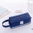 thumbnail image 5 of Double Layer Large Capacity Pencil Case Portable Cloth Pencil Bag with Handle Stationery Organizer with Double Zipper for School Office Travel, 5 of 7