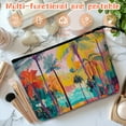 thumbnail image 5 of Makeup Bag Small Toilet Cosmetic Bags Travel Makeup Case Waterproof for Women Girls 6.7X9.45inches - Tall Palm Trees With Colorful Leaves, 5 of 7