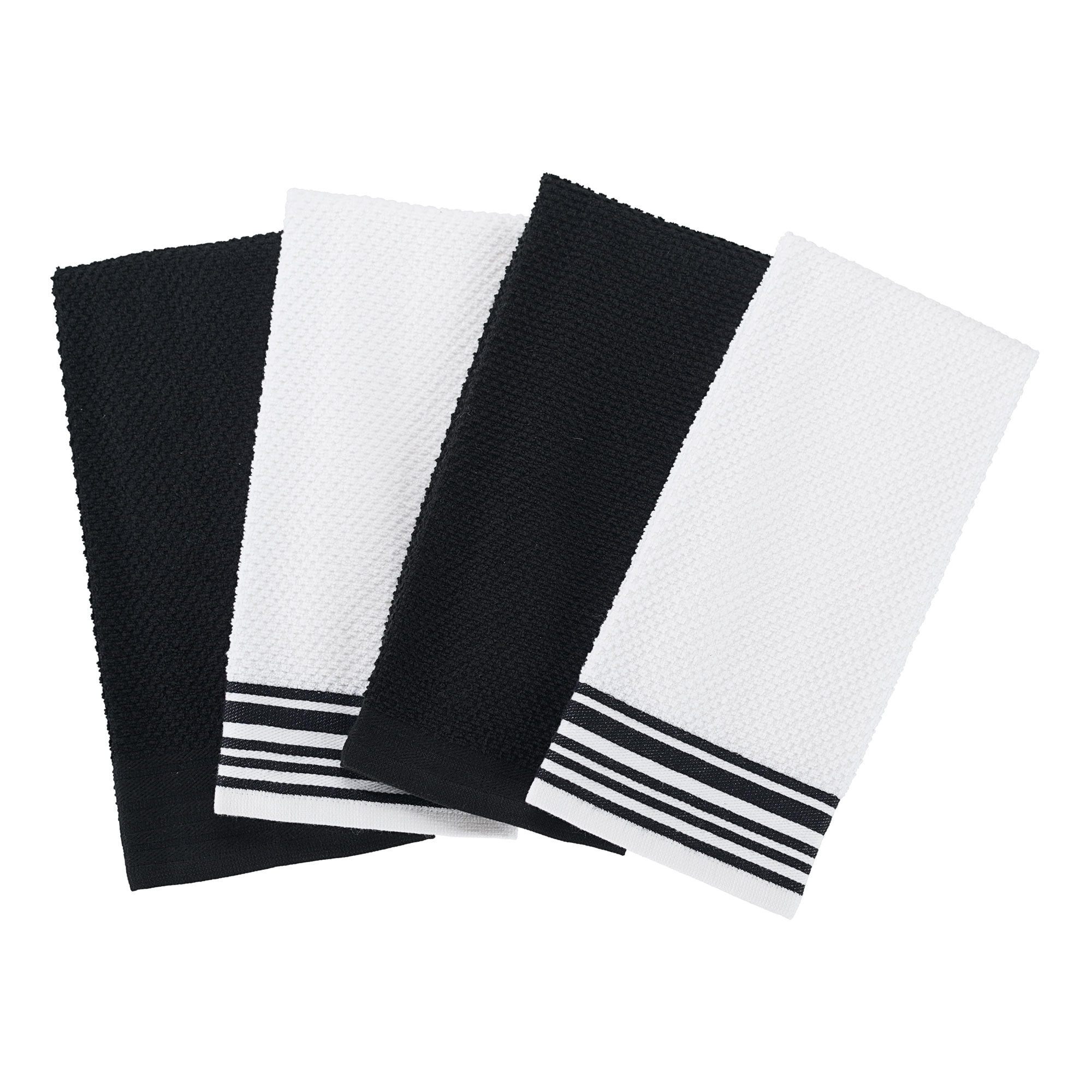 Mainstays 4-Pack 16 in x 26 in Woven Kitchen Towel Set, Black