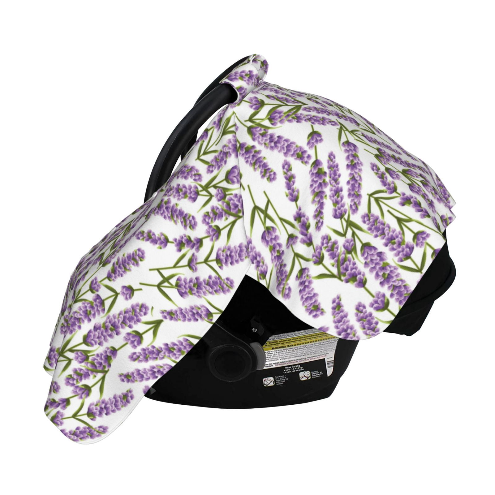 Naloa Lavender Flowers Baby Car Seat Cover, Breathable Baby Carrier Cover, Multiuse Baby Carrier Cover & Nursing Breastfeeding Cover