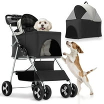 NALYL Compact Pet Stroller for Small-Medium Dogs/Cats, 4-Wheel Lightweight Umbrella Shaped Portable Puppy Travel Jogger with Breathable Mesh, Cup Holder & Rear Storage