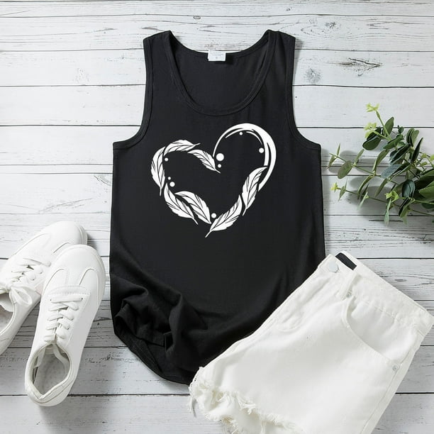 Playeras Blusas y Tops Ropa para Mujer Camisetas sin mangas Camiseta sin mangas de verano para mujer camiseta sin mangas con grafico de flores camiseta informal para vacaciones Black XXL Bodega Aurrer...
