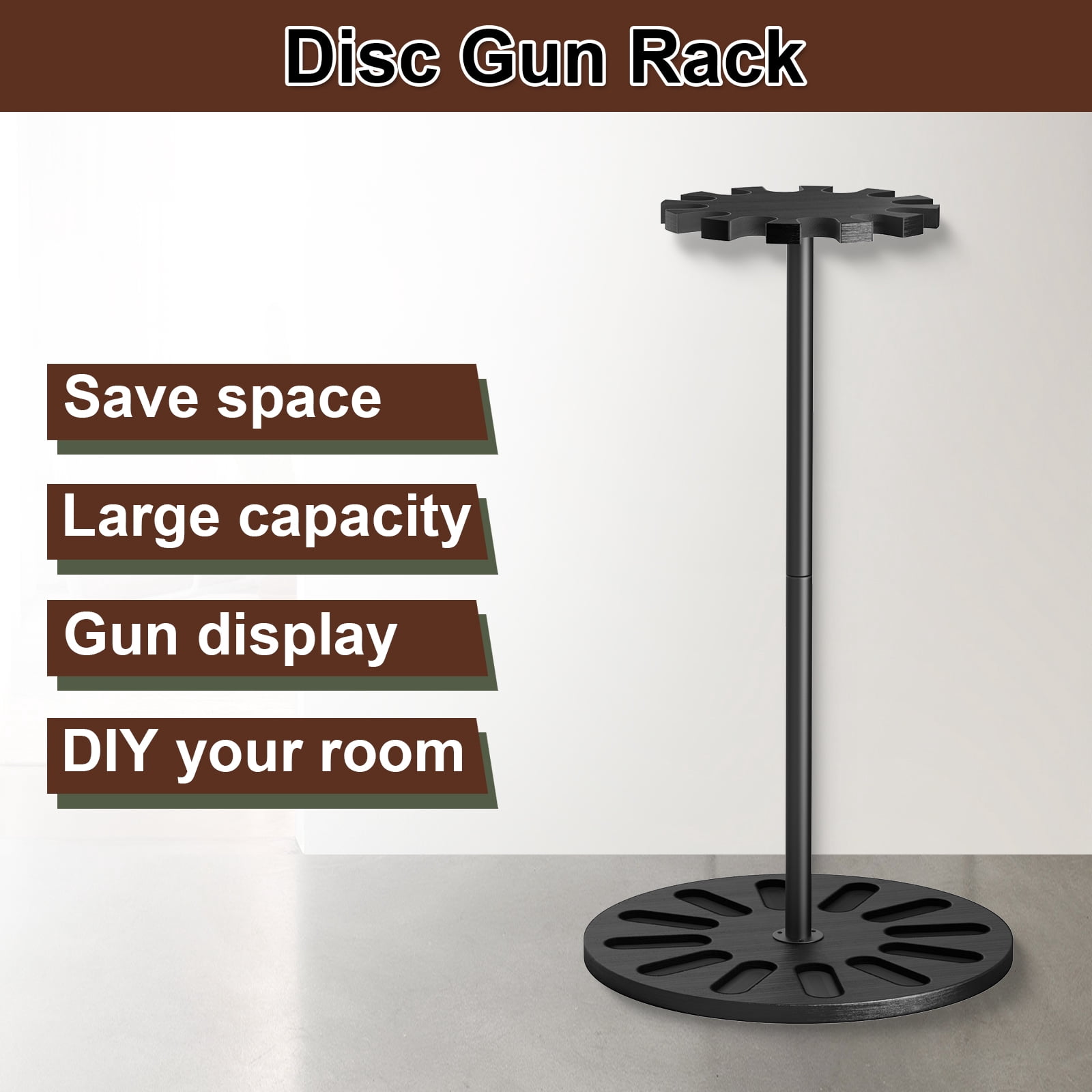 Sfugno Indoor Gun Rack with 360° Rotation, Gun Holder With Display Storage with Soft Padding,Black