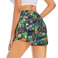 thumbnail image 3 of Vsdgher Dinosaur Plays Soccer Print Women's Running Double Layer Shorts High Waisted with Pockets Elastic Yoga Workout Athletic Gym Sports, 3 of 8