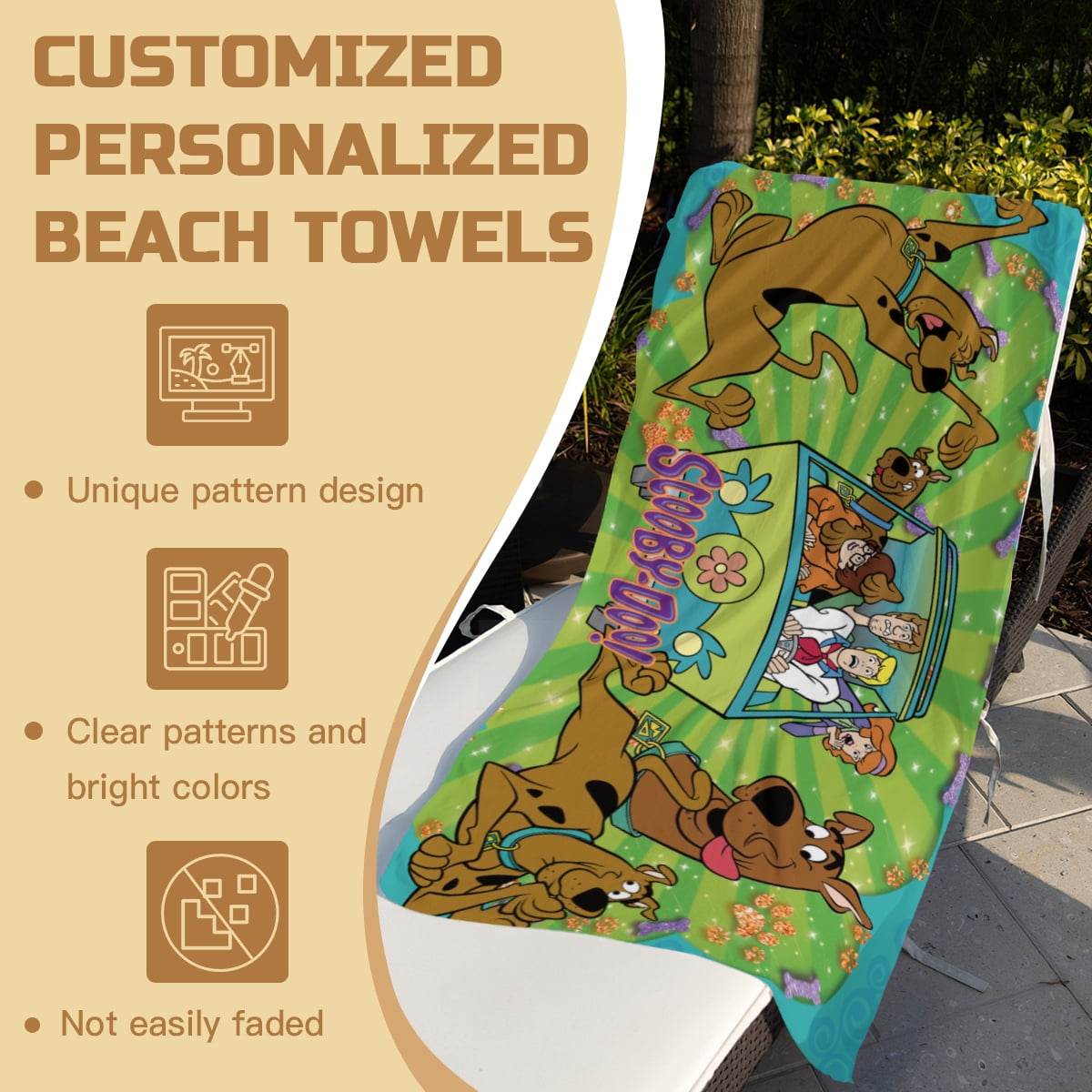 Scooby Beach Towel Gift for Women Girls Boys Teenager Men 30"x60" Quick Drying Microfiber