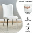 thumbnail image 2 of Dining Chairs 2-Piece Set, Modern PU Leather Dining Chairs with Curved Backrest and Seat Cushions, Accent Chair with Metal Legs for Dining Room, Living Rooms, White, 2 of 8