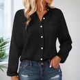thumbnail image 2 of Kaprioy Long Sleeve Shirts for Womens Button Down Shirts Long Sleeve Tops Casual Collared Blouses Loose Fit Fall Clothes Women Solid Color Lapel Long Sleeve Shirts Casual Tops With Pockets, 2 of 8