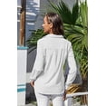 thumbnail image 4 of Camisa de lino y algodón con botones y manga larga para mujer, blusa holgada informal con escote en V, 4 of 4