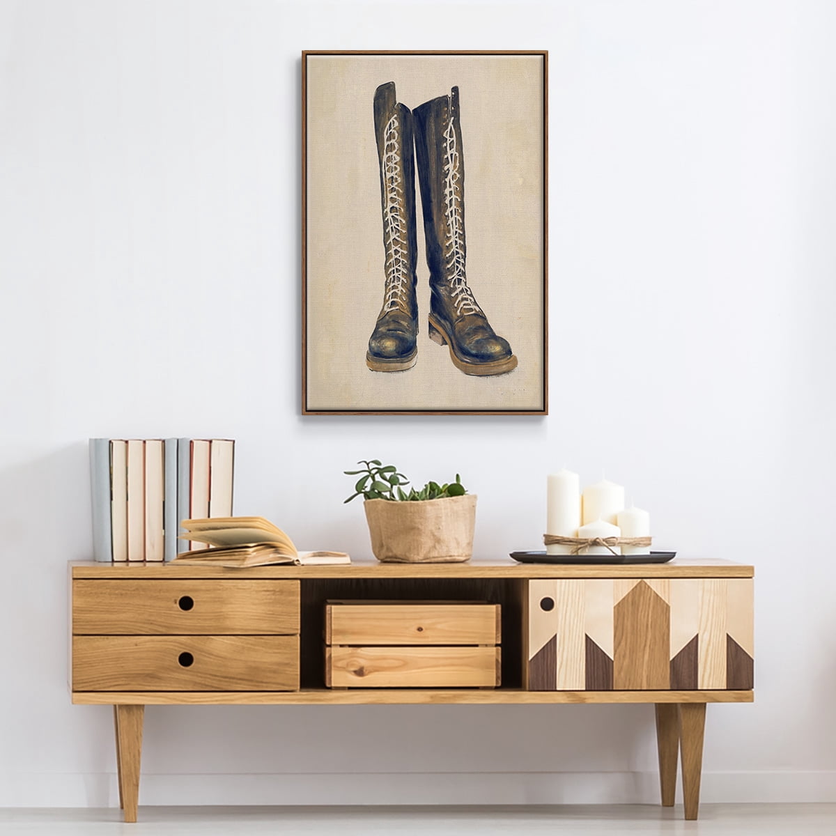 The Shoe Fits III V1 Framed Premium Gallery Wrapped Canvas - Ready to Hang - 17 x 25 - Walnut Floating Frame