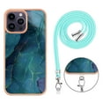 thumbnail image 3 of Mantto for iPhone 14 Pro Max Case, with Lanyard Adjustable Strap, Marble Pattern Soft TPU Bumper Hard PC Back Shockproof Protective Glossy Stylish Durable Phone Case for Women Girls,Green, 3 of 7