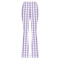 thumbnail image 4 of SELONE Plus Size Yoga Pants Flared Leg Mid Waist Gym Leggings Full Length Summer Pants Curvy Casual Long Bootcut Vacation Pants Pull on Plaid Soft Lightweight Comfy Purple M Breathable Beach Pants, 4 of 7