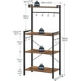 thumbnail image 3 of Bakers Rack for Kitchen, 4 Tier Microwave Stand with Storage, Multifunctional Baker's Rack with 8 Hooks, Wooden Kitchen Storage Shelf, Stable Metal Frame, Easy Assembly, Rustic Brown BF04HB01, 3 of 9