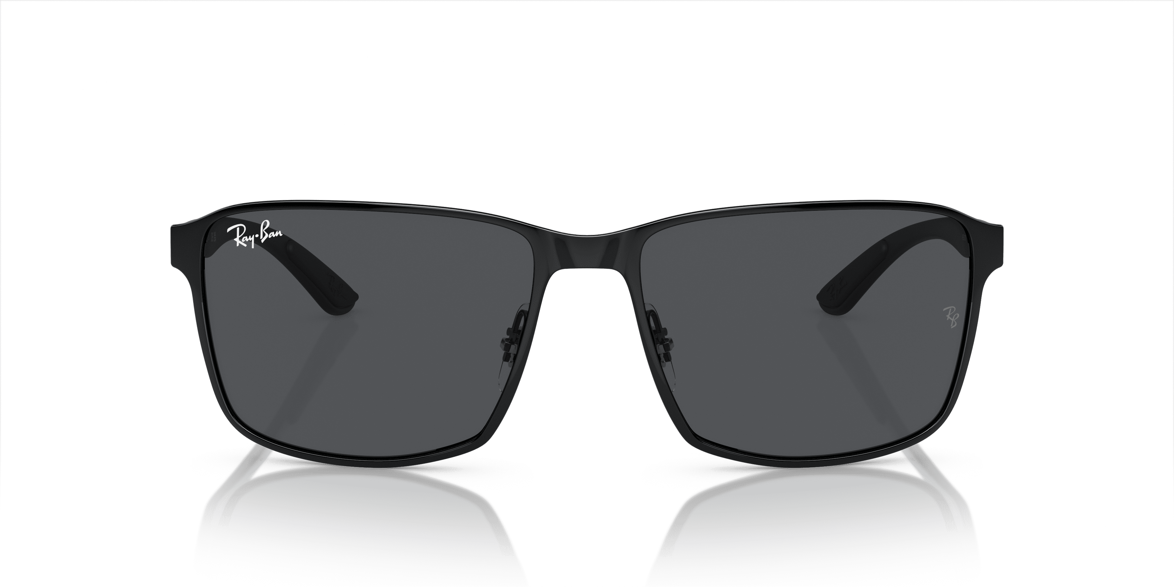 Ray-Ban Metal Frame Sunglasses for Men and Women, Polished Black with Dark Grey Lenses, Size 59