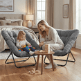 thumbnail image 6 of TANGJEAMER Folding Chair, Saucer Chair with Metal Frame, Comfy Moon Chairs for Bedroom, Living Rooms, Apartments, Garden and Courtyard (Gray), 6 of 8