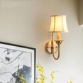 thumbnail image 3 of Nordic fabric lampshade wall lamp American country lighting fixtures brass wall lamp living room bedside bedroom dining room staircase wall lamp, 3 of 4