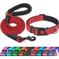 thumbnail image 1 of Conjunto de collar reflectante para perro (rojo, 28*38 cm), relleno de goma suave, transpirable y ajustable, de nailon, adecuado para perros pequeños y medianos, conjunto de collar reflectante ajustab, 1 of 5