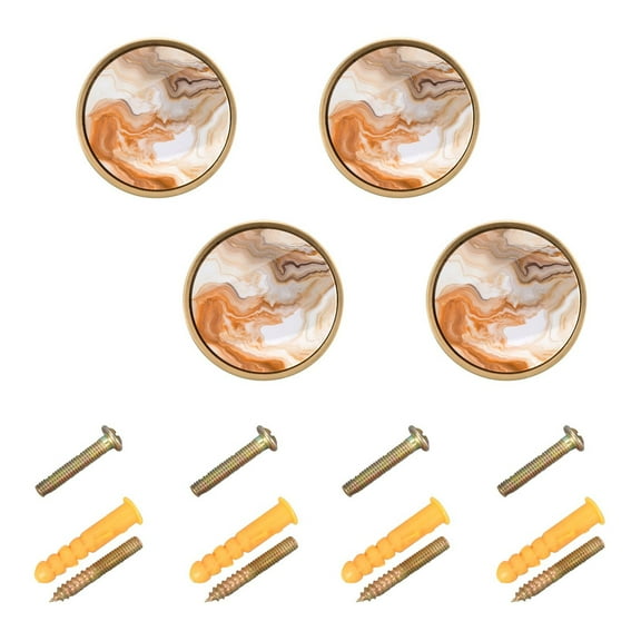 Marble Orange Cabinet Knobs Kitchen Drawers Knobs Door Round Pulls Knob Handles Dresser Cupboard Wardrobe Decorative Set of 4