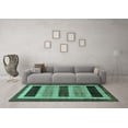 thumbnail image 3 of Ahgly Company Machine Washable Indoor Square Abstract Turquoise Blue Modern Area Rugs, 6' Square, 3 of 4
