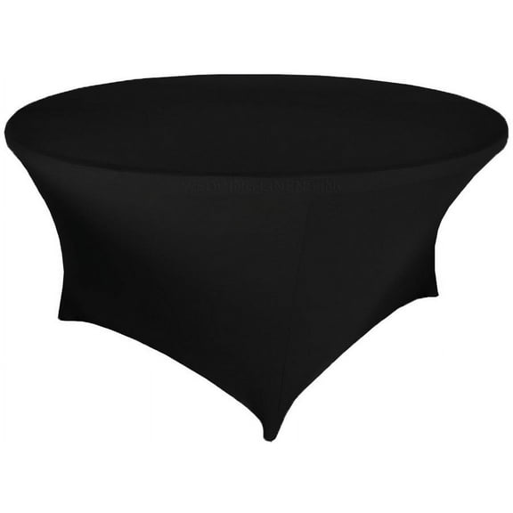 Wedding Linens Inc. (200 GSM) Premium 4FT / 48" Round Spandex Stretch Fitted Table Cover Tablecloths - Black