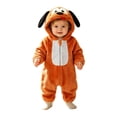 thumbnail image 2 of FASHOFT Baby Boy Halloween Outfit Winter Flannel Cute Puppy Dog Animal Onesie Cosplay Jumpsuit Loungewear For Kids Home Wear Halloween Yellow 19-24 Months, 2 of 9