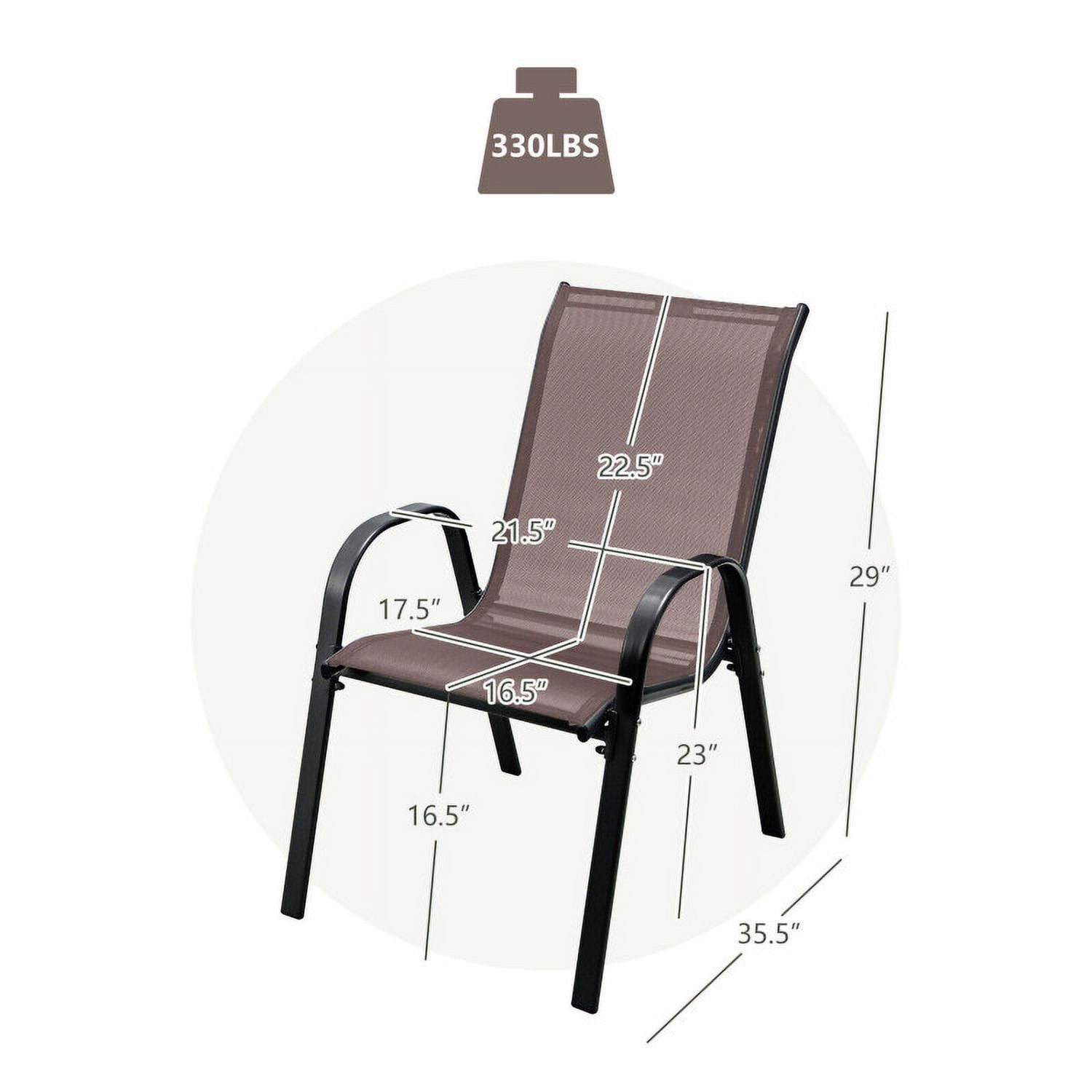 Aimee Lii 4 Pieces Stackable Patio Dining Chairs Set with Armrest, Outdoor Patio Set, Brown Aimee Lii 4 Pieces Stackable Patio Dining Chairs Set with Armrest, Outdoor Patio Set, Brown