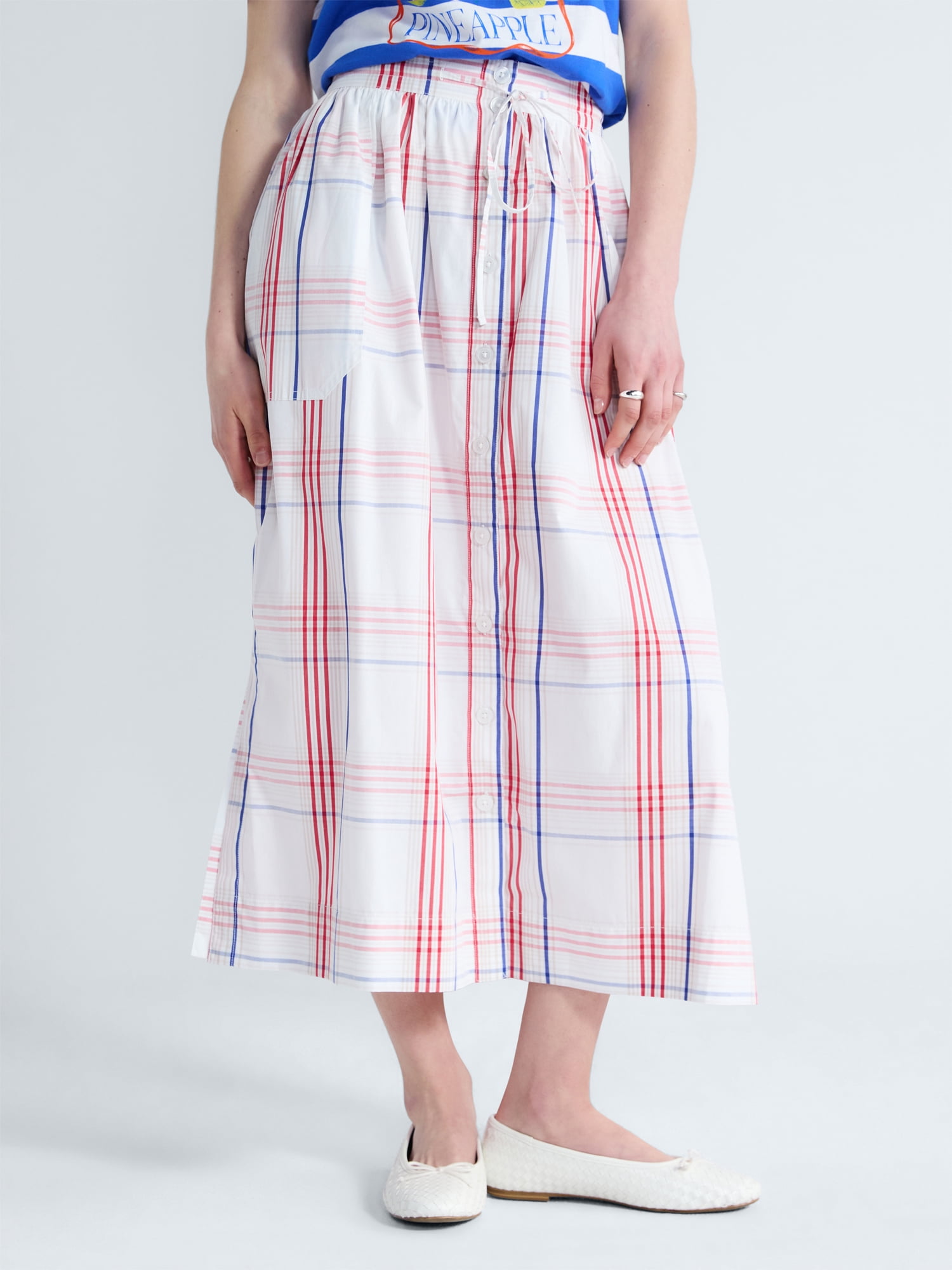 Free Assembly Women's Pintuck Knee Length Skirt, Sizes XS-XXL