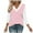 Pink, variant on Timegard Tops for Women Summer 3/4 Length Sleeve V Neck Loose Comfy Casual Color Block Shirts Blouse