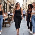 thumbnail image 4 of Agnes Orinda Women's Plus Size Dress Summer Sleeveless Square Neck Bodycon Cocktail Sundress Tank Dress 1X Black, 4 of 9