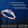 thumbnail image 2 of Gem Stone King 18K Rose Gold Plated Silver Blue Tanzanite and White Moissanite Engagement Ring for Women | 0.92 Cttw | Round 5MM | Gemstone December Birthstone | Size 5, 2 of 7