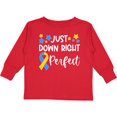 thumbnail image 3 of Inktastic Just Down Right Perfect Down Syndrome Awareness Ribbon Boys or Girls Long Sleeve Toddler T-Shirt, 3 of 5