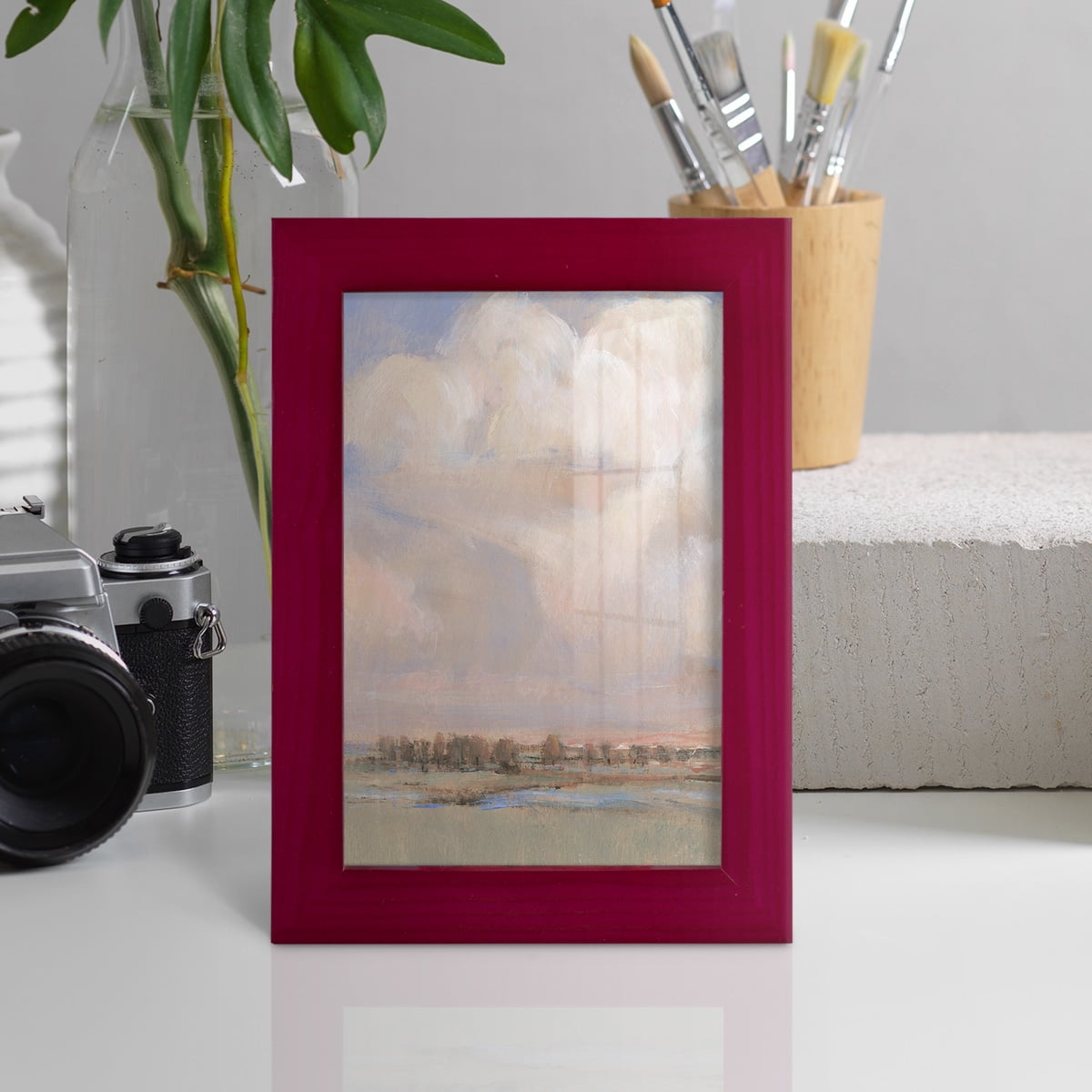 Billowing Clouds II - Framed Print w/glass - Cherry Red