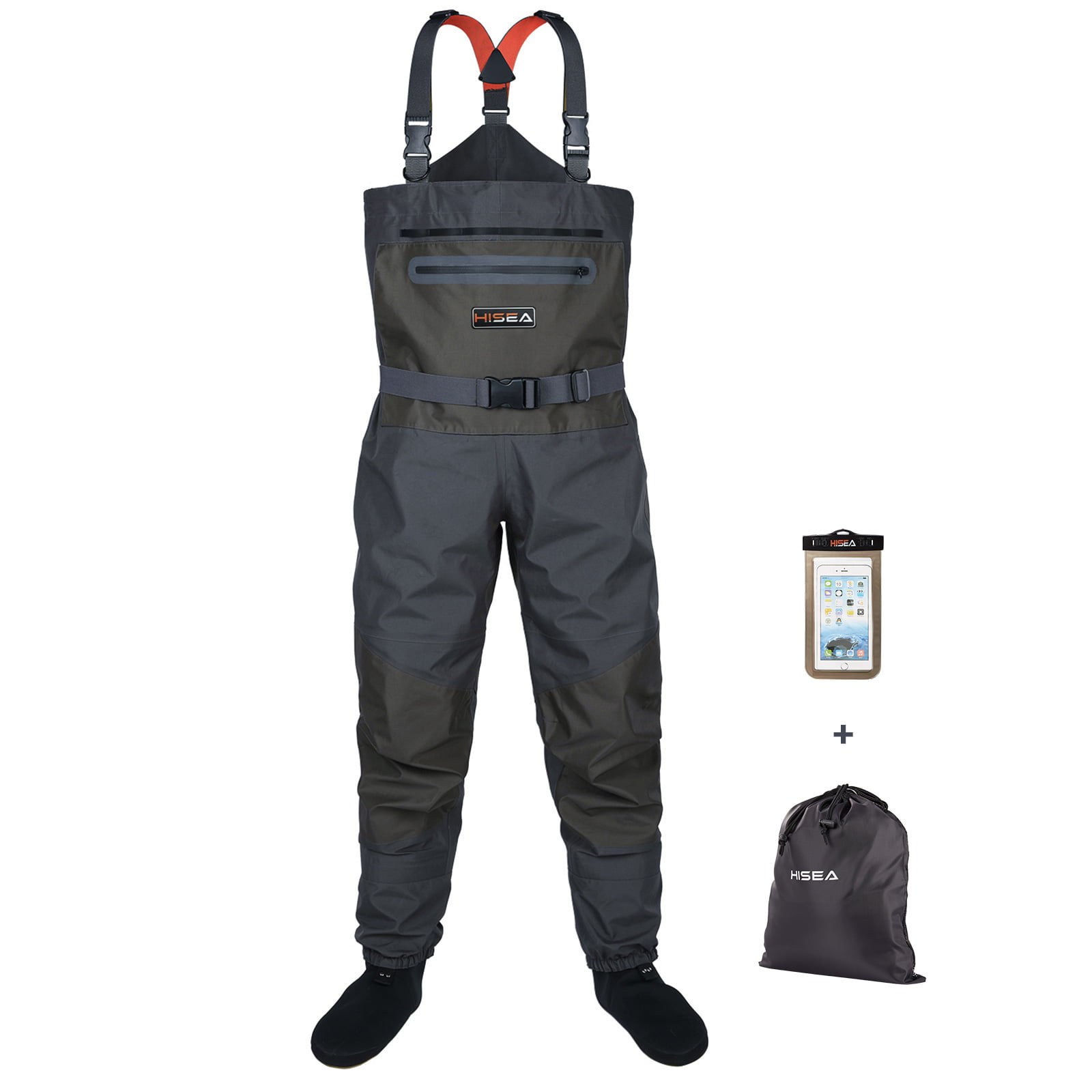 Fly Fishing Chest Waders 5-Layer Breathable Durable Wading Stocking Foot Wader 