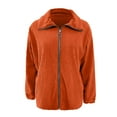 thumbnail image 4 of Breezora Women Zipper Corduroy Filled Cotton Stand Collar Casual Jacket for Everyday Comfort and Style M Size Orange, 4 of 9