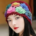 thumbnail image 4 of YooGuoGuo Womens Fashion Cutout Floral Knitted Beanies Caps Handmade Slouchy Crochet Cloche Hats Floppy Stretchy Skull Caps, 4 of 7