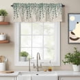 thumbnail image 2 of Retro Leaf Valance Curtain for Windows Country Watercolor Green Eucalyptus Leaves Flora Plant Linen Texture Rod Pocket Curtain Valances Short Window Treatments for Kitchen Bathroom 54 x 18 Inch, 2 of 9
