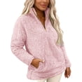 thumbnail image 4 of laqbezok Womens Half Zip Fuzzy Fleece Sherpa Pullover, Long Sleeve Oversized Sweatshirt, Quarter Zip Crew Neck Sweatshirts Tops, Teen Adults Fall Witer Clothes, Light pink M, 4 of 4