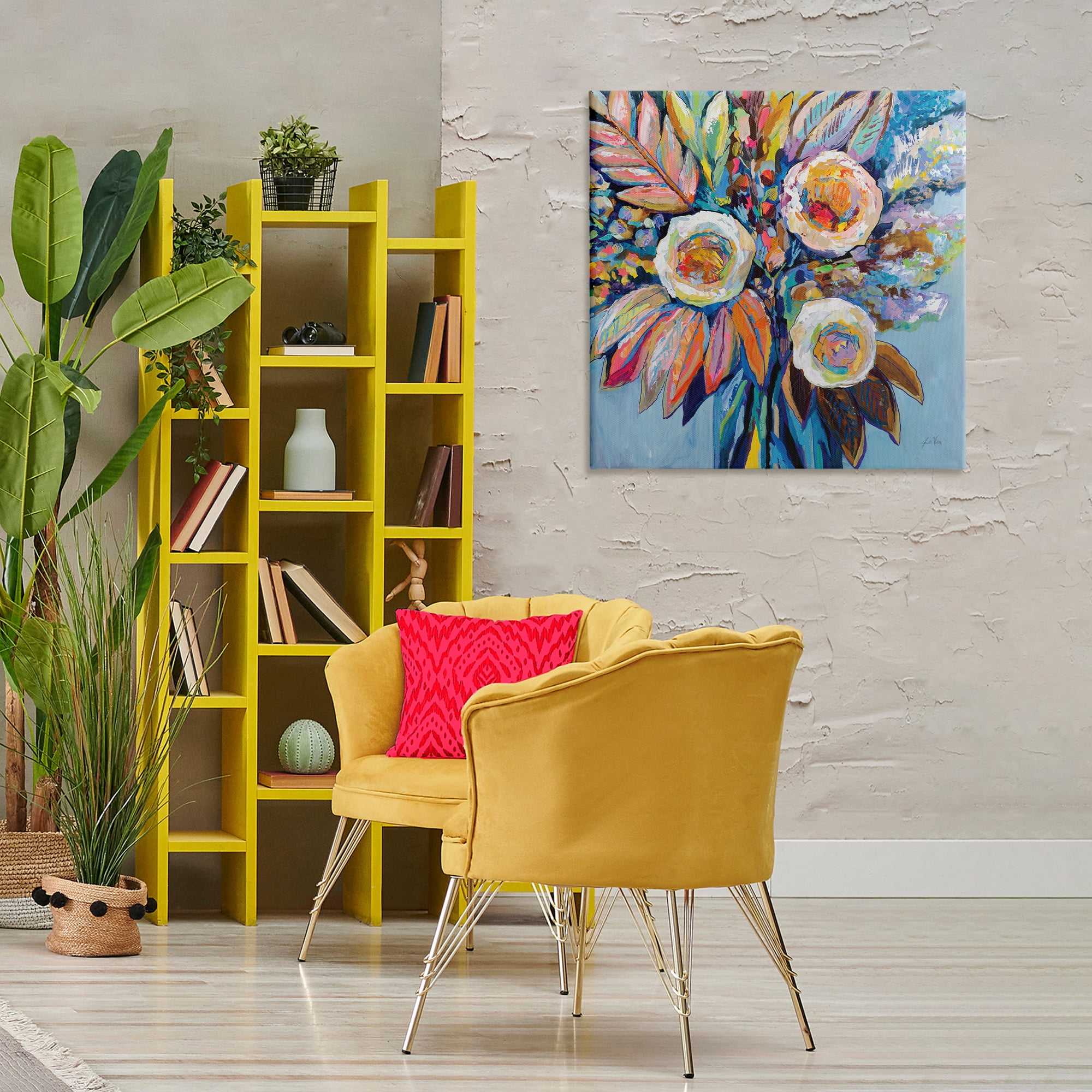Stupell Industries Wonderment Bold Bouquet Botanical & Floral Painting Gallery Wrapped Canvas Art Print Wall Art, 30 x 30