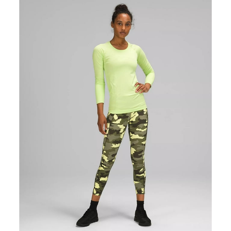 Lululemon Women's Fast and Free High Rise Crop 23/25 Tight Pant Legging - Camo  Green Multi (4, 25) 