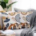 thumbnail image 2 of Throw Pillow Covers 20x20 Inch Set of 2, Brown Nave Blue Boho Waterproof Outdoor Pillow Covers, Modern Geometric Botanical Decorative Cushion Pillowcases for Couch, Sofa, Bed, Garden, Patio, 2 of 9
