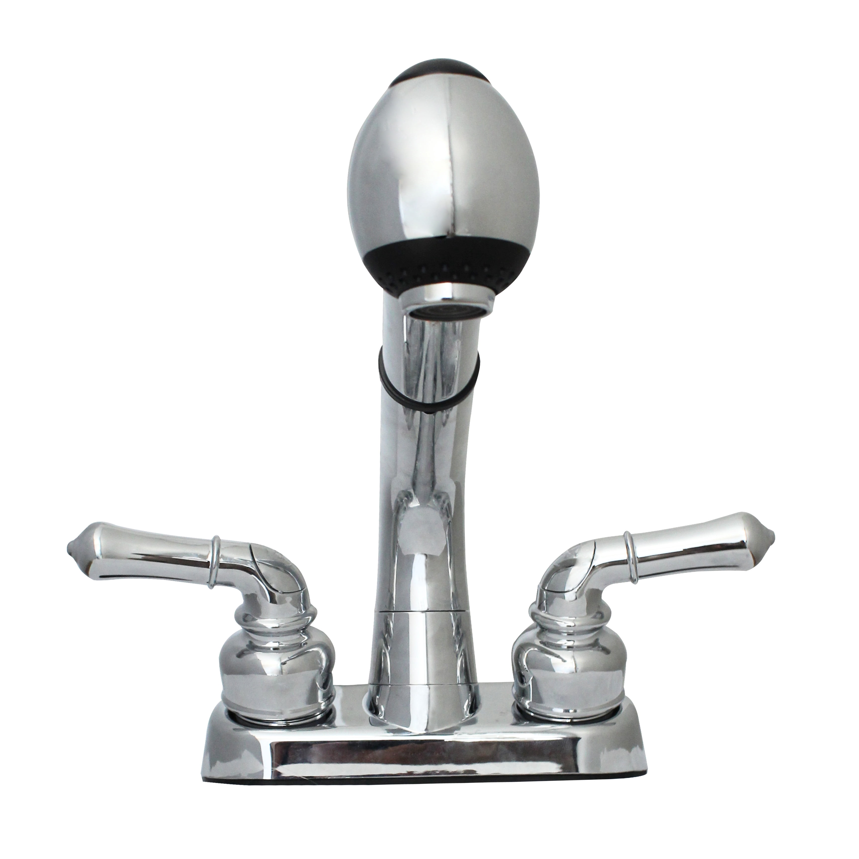 Universal Laundry Tub Faucet with Pull Out Spray Spout, Non-Metallic ABS Plastic, Chrome Finish