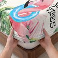 thumbnail image 3 of Full Size Fitted Sheet Set - Pink Flamingos 3 Piece Bedding Sets 16" Deep Pocket Fitted Sheet with 2 Pillowcases Summer Palm Leaf Tropical Botanical Brushed Microfiber Hotel Luxury Bed Sheets, 3 of 9